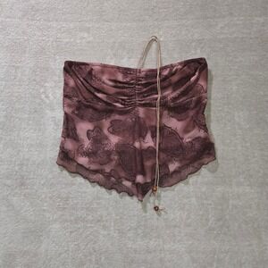 Romwe Mesh Halter Tube Top Large Y2K Ruched Boho‎ Forest Fairy Grunge Festival